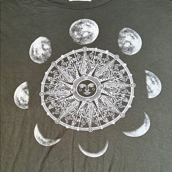 Ginger G Olive Fringe Tee with Moon Phases - Picture 2 of 4